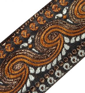 Rust Orange Jacquard Ribbon Trim Embroidered Border Lace Sewing Craft