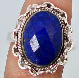  Blue Lazuli Lapis 925 Sterling Silver Ring Size 7 1 2 G8248
