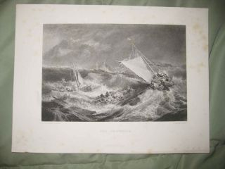 ANTIQUE 1880 JMW J.M.W. TURNER THE SHIPWRECK MARITIME BOAT SHIP PRINT