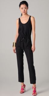 Rebecca Taylor Be Back Jumpsuit with Leather Drawstring