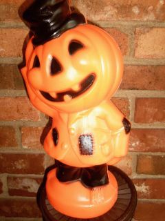 Empire Plastic Halloween 1969 Jack O Lantern Blow Mold w Top Hat 14 1