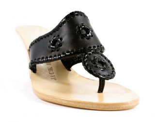 Jack Rogers Navajo Classic Palm Beach Hi Wedge Black Shoes 8 New