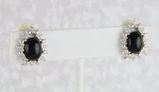 Jacqueline Kennedy Genuine Black Onyx Small Clip Teardrop Earring JBK