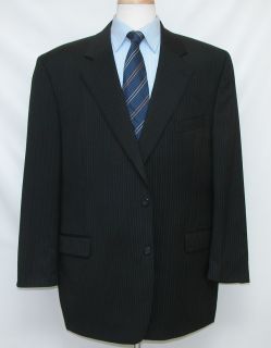 895 Jack Victor 48R 48 Super 120s Wool Suit Black Stripes  B