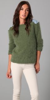 Le Mont St. Michel Angora Sweater with Denim Patches