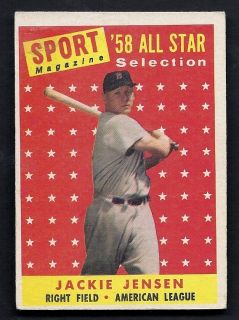 Jackie Jensen All Star Selection 1958 Topps Card 489