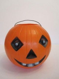 Vtg Halloween Pumpkin Jack O Lantern Plastic Candy Container with