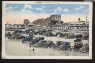 Postcard Jacksonville Beach FL Ocean VW Roller Coaster
