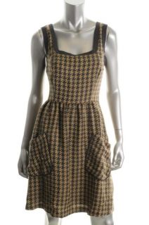 Jessica Simpson Multi Color Houndstooth Pleated Square Neck Casual