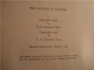 Vintage 1937 HC Outline of Science J Arthur Thomson