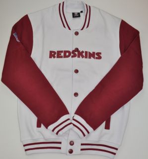  fleece letterman jacket washington redskins white red size large brand