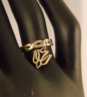 James Avery Sterling Silver Twist Dangle Ring w Dove Charm Size 5 118