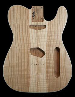 BODY FOR TELECASTER CHAMBERED /Curly Ash on Ash, back inlay #9. UNIQUE
