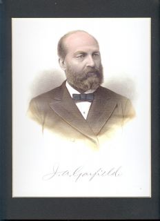 President James Garfield Portrait w Signature Matted