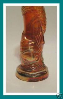 Art Deco Carnival Glass Jain Marigold Sepent Fish Vase