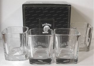 Jack Daniels DOF Old No 7 Square Glasses Set of 4