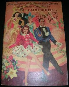  Girl Coloring Paint Book Merrill 3465 Judy Garland Lana Turner