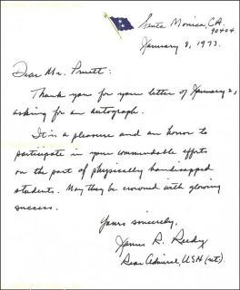 James R Reedy Autograph Letter Signed