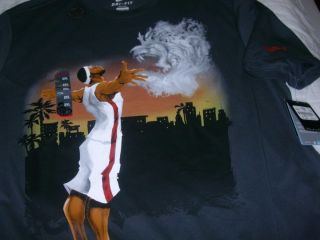 Nike Lebron James Black T Shirt 2XL XXL Gray Basketball Miami Heat NBA
