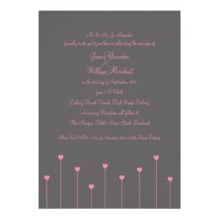 Wedding Invitation Simple, Modern Pink Love Hearts 