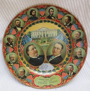 William Howard Taft and James Schoolcraft Sherman 1908 Campaign Tin