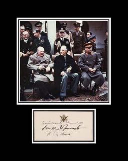 FDR Churchill Stalin Yalta Signed Display Replic