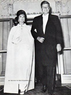 John F Kennedy Jacqueline on Way to Inaugural Ball Vintage from Book