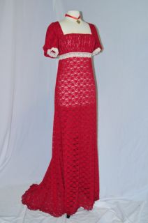 Jane Austen Regency VAMPIRE empire cut RED BLACKOR lace costume Dress