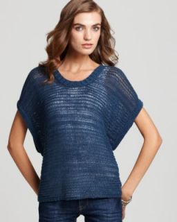 Jamison New Jagger Blue Crochet Short Sleeve Pullover Sweater Top XS