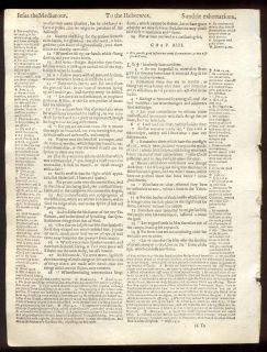 1599 Geneva Quarto Roman Letter Bible Leaf Hebrews 5 He Will Never