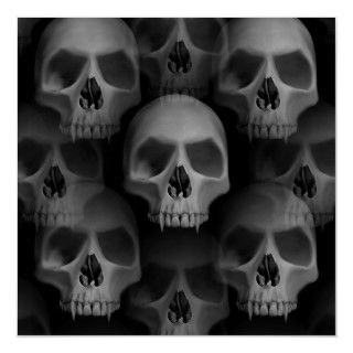 Gothic evil vampire fanged skulls Halloween horror Print
