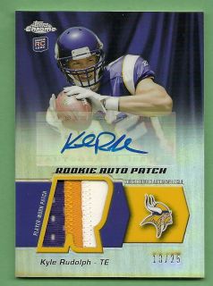 KYLE RUDOLPH 2012 TOPPS CHROME ROOKIE AUTO 3 COLOR PATCH REFRACTOR SER