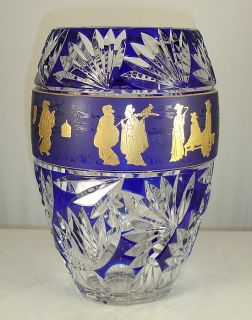  Lambert French Art Glass Vase H Lega 1978 Blue Japonesque Ledru