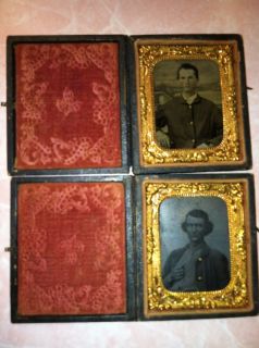 Brothers John and James Booth Civil War Tin Types Antique