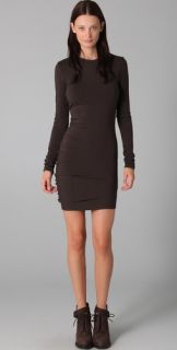 T by Alexander Wang Curved Long Sleeve Draped Dress
