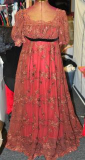 Jane Austen Regency VAMPIRE empire cut Embroidered lace costume Dress
