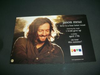 Jason Mraz Double Sided Post Card Size Promo 2012 Love Is A Four