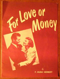 For Love or Money Janet Blair Vintage Montclair Theatre Program
