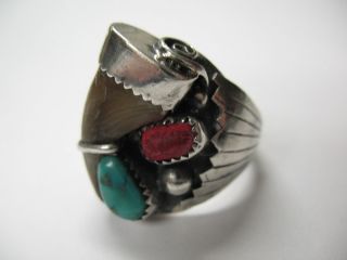 Vintage Turquoise Native American Navajo Sterling Silver Ring By