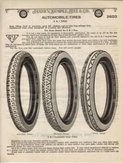 1922 G J Vintage Automobile Car Tire Antique Print Ad