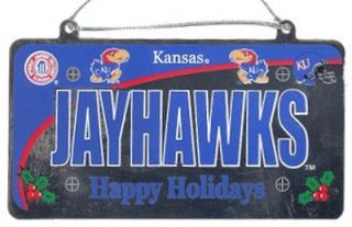 Kansas Jayhawks NCAA Happy Holidays Mini License Plate Christmas