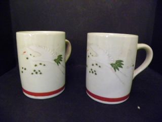 Japanese Crane Cherry Blossom Coffee Cup Mug Set 2