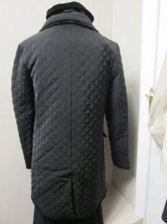 Jane Post Velvet Trim Quilted Coat Black $395