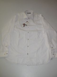 Scott James LS Solid White Shirt Button Up Longsleeve L Large Mens New