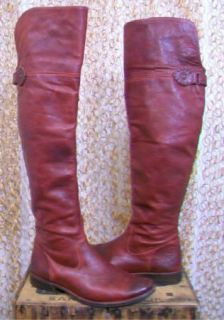 Frye Womens Red Leather Shirley Over The Knee Riding Boots Sz 8 $448