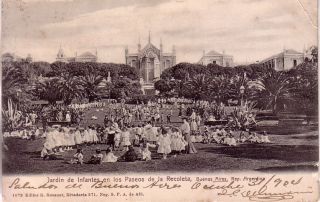 Argentina 1904 Jardin de Infantes Paseos de La Recoleta Used Postcard