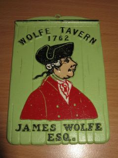 Vintage Cast Aluminum Tavern Sign James Wolfe Esq 1762 Wall Plaque