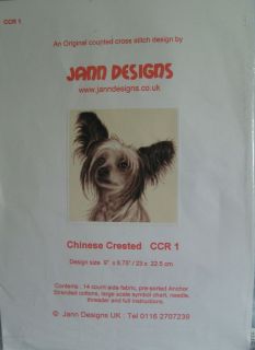 Jann Designs Chinese Crested Counted Cross Stitch New