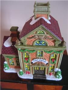 Holiday Time Village Collectible Fire Station Xmas