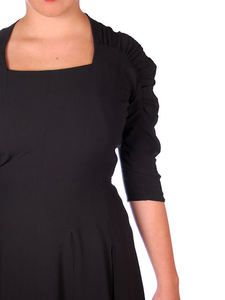  Black Rayon Cocktail Dress Jeanne Lanvin 1940s Unique Sleeves 42 31 43